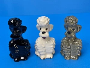 Goebel Black White & Grey Poodle Dog Figurines West Germany - Picture 1 of 3