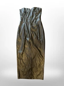 Vestido De Colección Negro Imitación Cuero Halloween Juegos con disfraces Talla M/L Sin Tirantes Frente Dividido - Imagen 1 de 12