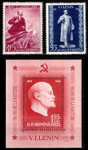 Romania 1960, Mi#1840-1841 + Bl 45, Sc#1319-1321, Lenin, statue, MNH! - Picture 1 of 3