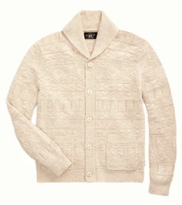 RRL Ralph Lauren Guernsey Cotton Linen Cardigan-MEN-XXL ( Fit L or XL ) - Picture 1 of 3