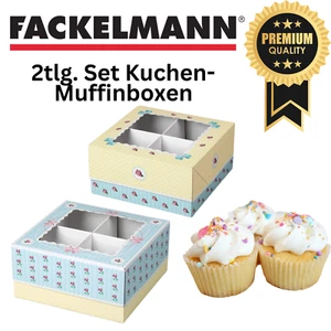 Fackelmann Zenker Muffinbox 2er Set Kuchentransportbox mit Fenster für 4 Muffins - Bild 1 von 4