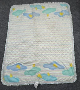 Vintage Baby Steppdecke Decke Ente Teich Pastell Streifen 43x35 Hergestellt in den USA Y2K 90er - Bild 1 von 13