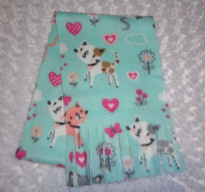 Bufanda de lana hecha a mano para niñas gatos gatitos con flecos 9" x 60" Foto 1 de 2