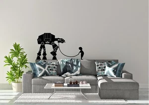 Banksy Walking The At-At Star Wars Inspired Design Wall Art Decal Vinyl Sticker - Picture 1 of 5