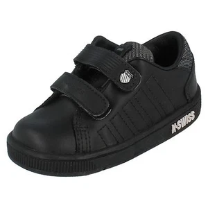 Solde Garçons Lozan II Bracelet Dx Cuir Noir École Baskets Par K SWISS - Picture 1 of 8