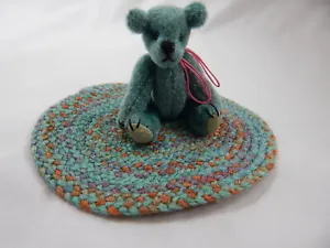 World of Miniature Bears By Theresa Yang  Bear w/Braided Rug 5925-R4 Closeout - Picture 1 of 7