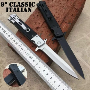 9" klassischer italienischer Stil Stiletto klappbares federunterstütztes Öffnen Taschenmesser NEU - Bild 1 von 10