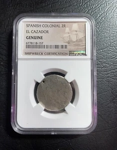 1757 Spanish colonial coin 2 real El Cazador Shipwreck Coin - Picture 1 of 4