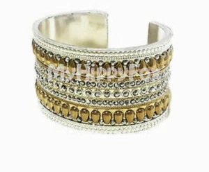 $55 LUCKY BRAND Pave Peacock Tribal Cuff Bracelet a14 h - Picture 1 of 7