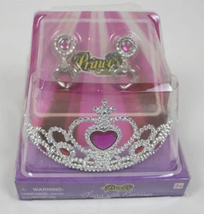 PRINCESS COLLECTION NEW GIRLS PINK HEART TIARA & EARRINGS DRESS UP SET 3+ - Picture 1 of 1