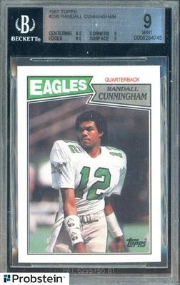Topps Football #296 1987 Randall Cunningham Eagles radiocontrol novato BGS 9 como nuevo Foto 1 de 2
