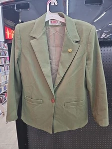 Vintage EMO Womens Pure Wool Blazer Jacket Green Made In USA Business Jacket 12 - Picture 1 of 7
