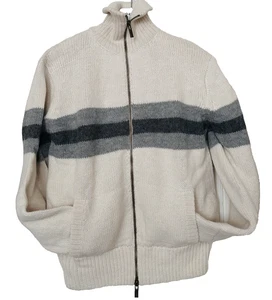 NUEVO Perú Hombres Talla L Beige/Gris 100% Pura Lana Alpaca Cremallera Suéter Cárdigan NUEVO - Imagen 1 de 7