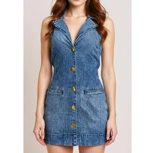 $178 NWT SHOW ME YOUR MUMU Darien Denim Mini Dress, Bluebird, XS - Imagen 1 de 11
