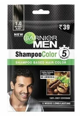1 X 1.0 Natural Black Garnier Men Shampoo Color Hair 5 Weeks No Ammonia 20ml