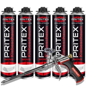 WDVS Klebeschaum Set 5 x 750 ml inkl. Pistole für WDVS-Dämmplatten - Bild 1 von 5