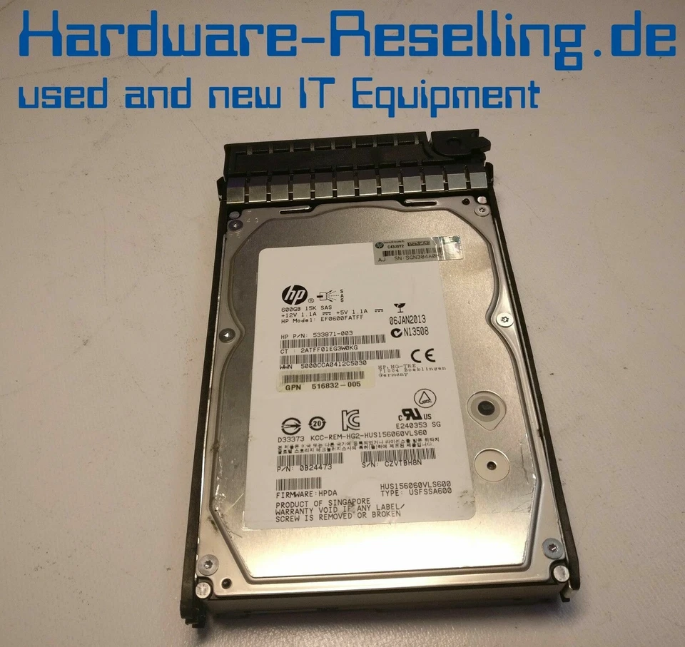 HP 600GB 3.5" 15K SAS HDD EF0600FATFF 517354-001 533871-003 516832-005 - Immagine 1 di 1