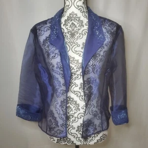 Chaqueta de noche grande Y2K azul transparente manga tres cuartos con cuentas - Imagen 1 de 11