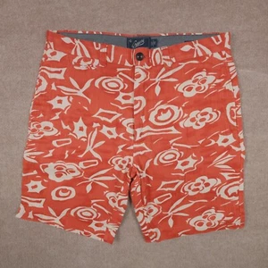 Grayers Shorts Men's 33W Flat Front Textured Chino Orange Hawaiian Patterned - Picture 1 of 24