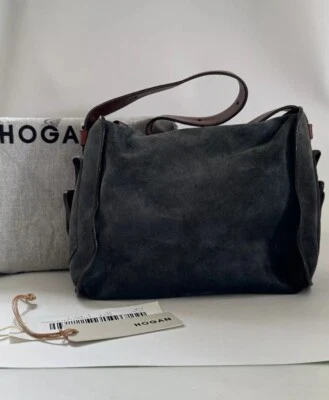 Bolso de gamuza vintage HOGAN hecho en Italia correas de cuero marrón griego Foto 1 de 4