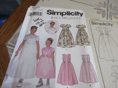 Vestidos Simplicity 7066 Niñas Ocasión Especial Patrón Costura Talla 3 4 5 6 SIN CORTAR Foto 1 de 3