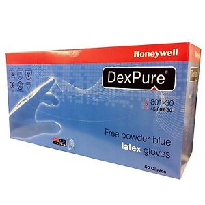 Honeywell 801-30 Dexpure 100% heavy latex glove non powered - Blue 50-Piece 
