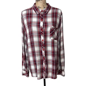 ALC At Last Classics Red Flannel Plaid Button Down Collared Long Sleeve Shirt - Picture 1 of 5