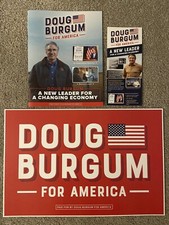 Doug Burgum President 2024 Campaign Lot PLACARD Sign Booklet Brochure Political