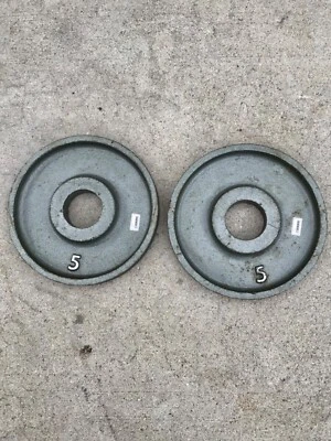 2x 5 Lb  IVANKO OLYMPIC Size WEIGHT PLATES M SERIES Vintage 5lb Weights Used - Image 1 of 4
