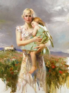Pino Daeni,Hand-painted Portrait oil Painting On Canvas 24x36inch #086 Unframed - Picture 1 of 5