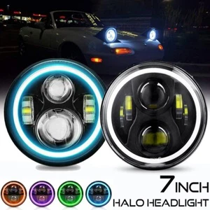 7'' RGB Halo LED Headlights DRL Lights Combo Kit For Jeep Wrangler JK LJ TJ 2PCS - Foto 1 di 15