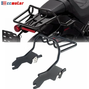 Black Two Up Luggage Rack Fit For Harley Softail Low Rider FXLR FLSB FXLRS 18-Up - Picture 1 of 8