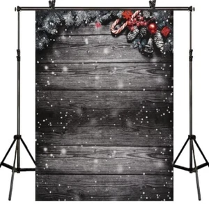 Harfirbe 5X7FT Snowflake Grey Glitter Christmas Wood Wall Photography Backdrop X - Picture 1 of 3