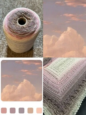 530g Cake Yarn Ombre Mercerized Cotton Grey Pink ApricotPurple Beige 2500 Meters - Image 1 of 4
