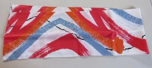 Avon Long Scarf, Red, Orange & Blue Abstract Print, 54" X 9", Polyester, Japan - Picture 1 of 7