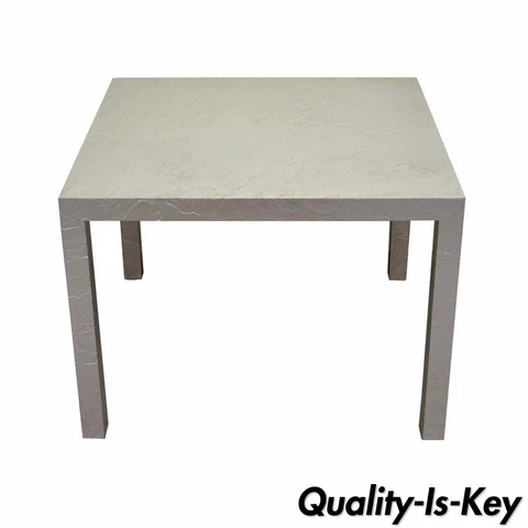 Vintage Mid Century Modern Silver Square Parsons Coffee Side Occasional Table Cover