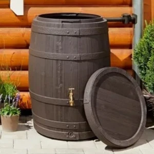 Garantia 260L Barrica Water Butt Barrel – Dark Brown | Rustic Rainwater Tank - Picture 1 of 5