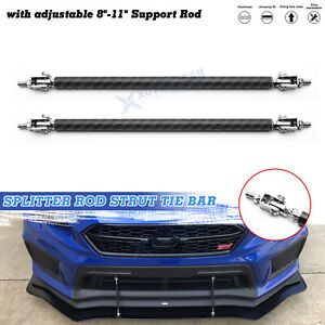 Carbon Fiber Pattern Adjust 8"-11" Car Front Bumper Splitter Strut Rod Tie Bars