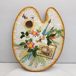 Colgante de pared de arte popular hecho a mano de madera firmado - Imagen 1 de 5