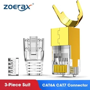 ZoeRax 50 Stck. CAT6A CAT7 Stecker 50 μ vergoldet mit Zugentlastungsstiefeln - Bild 1 von 8