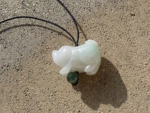 Zodiaco Cinese, IN Giada Verde E Bianco, Giadeite, Collana Cordoncino Regolabile - Foto 1 di 12