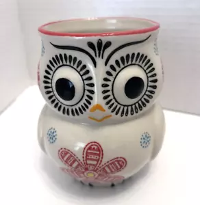 Yokohama Studio Coffee Tea Mug Cup Owl Hand Painted 3D Flowers Bird 12 oz Boho - Picture 1 of 16
