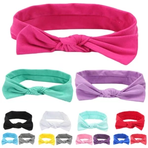 3 PCS Baby Infant Girl Kid Plain Knot Cotton Stretchy Headband Hair Head Band - Picture 1 of 8