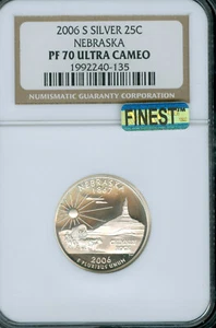 2006 S NEBRASKA QUARTER NGC PF70 NGC MAC FINEST & SPOTLESS * - Picture 1 of 2