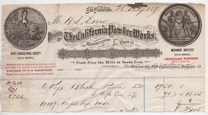 Scarce 1879 Graphic Billhead California Powder Works San Francisco & Santa Cruz - Picture 1 of 1