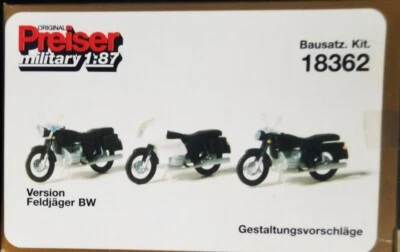 PREISER 18362 Confezione con Kit 3 Moto Feldjager BW scala H0 - Image 1 of 4