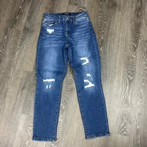 Judy Blue Blue Medium Wash Distressed Boyfriend Fit Women's Jeans Size 5/27 - Picture 1 of 10