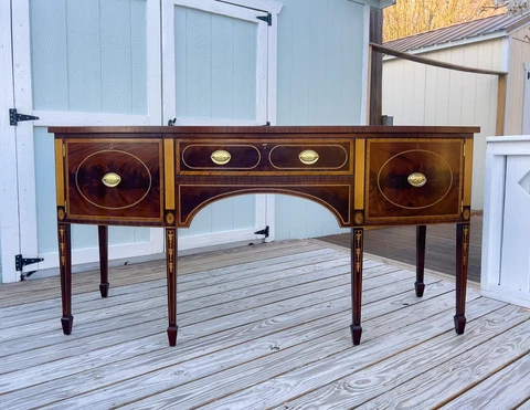 2001 Stickley Colonial Williamsburg Inlaid Mahogany Federal Style Sideboard Cover