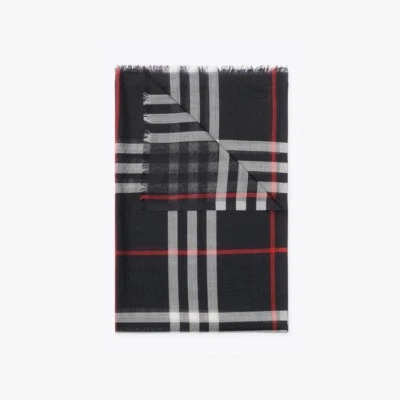 Burberry Scarf Wool & Silk Made In Italy Plaid Size 220X70 - Image 1 of 4