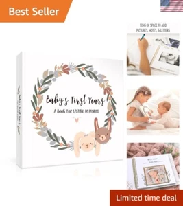 Keepsake Baby Memory Book - Gender Neutral Photo Album with Woodland Pets Theme - Picture 1 of 10